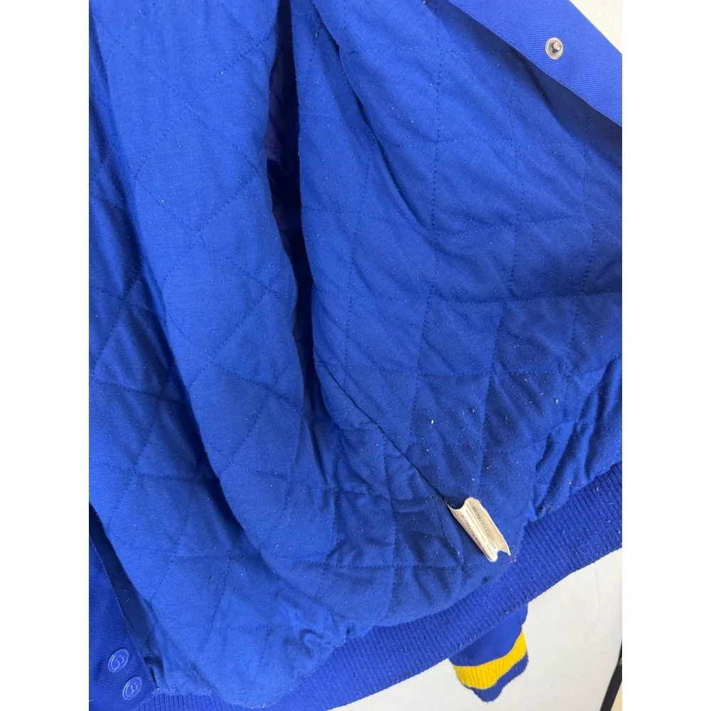 JH Design NBA Golden State Warriors Varsity Jacket Blue Yellow Mens 2XL Bomber